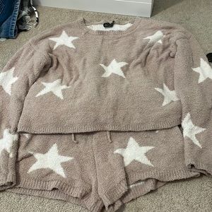 Matching long sleeve and shorts lounge set